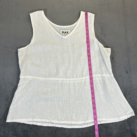 Flax Women's Tank Top Linen Sleeveless Tunic Ivory Medium Lagenlook BnftsCharity - Picture 4 of 7